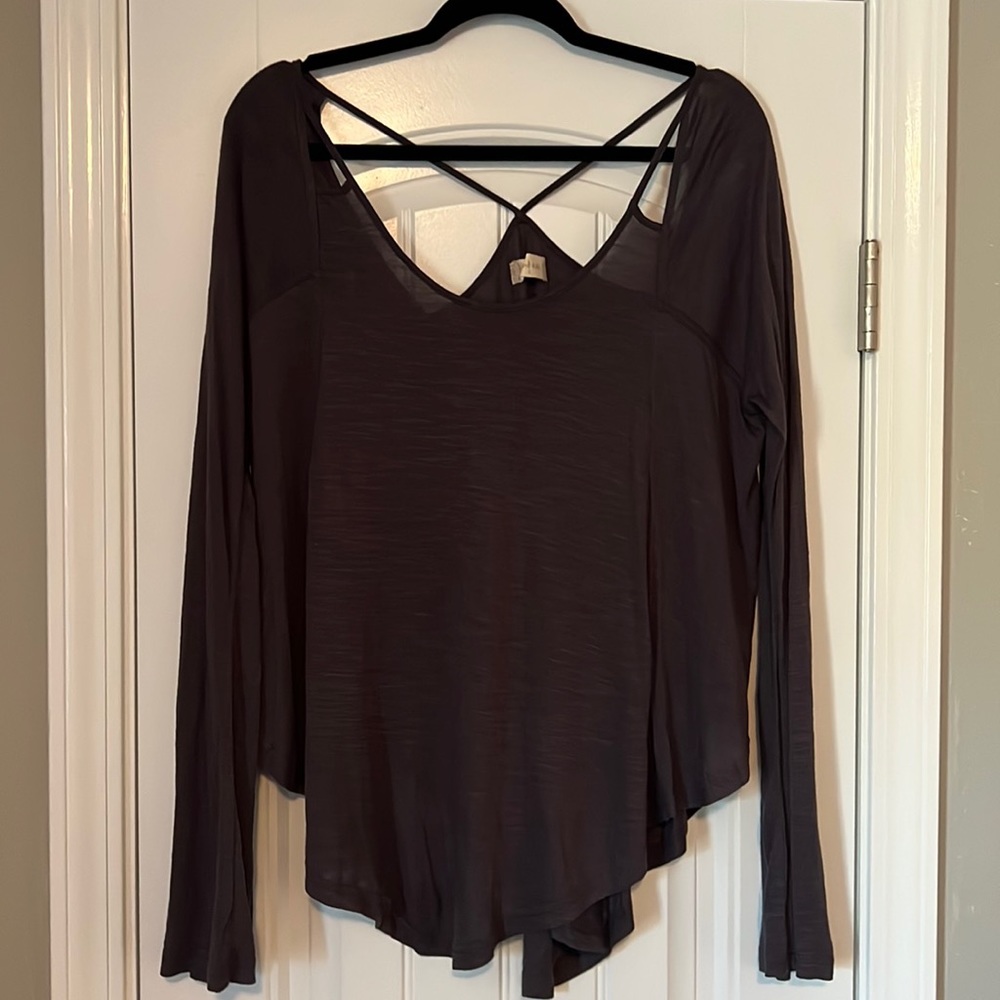 Small Dark Grey Altard State Top With Criss Cross Back